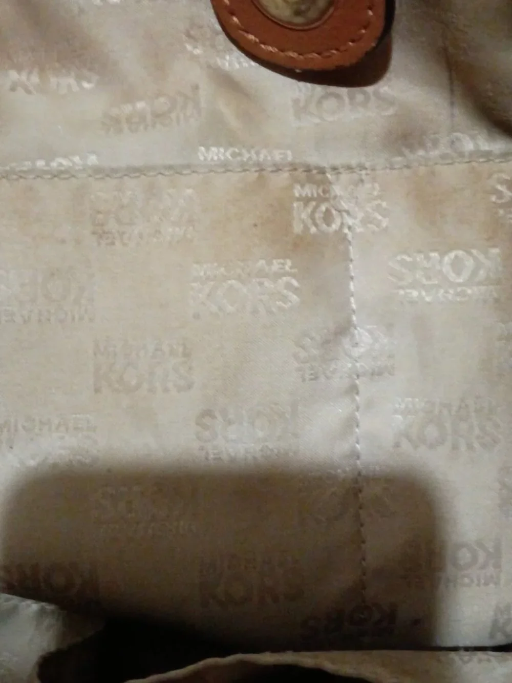 Michael Kors Jet Set Tote Signature Canvas Leather Handbag Camel